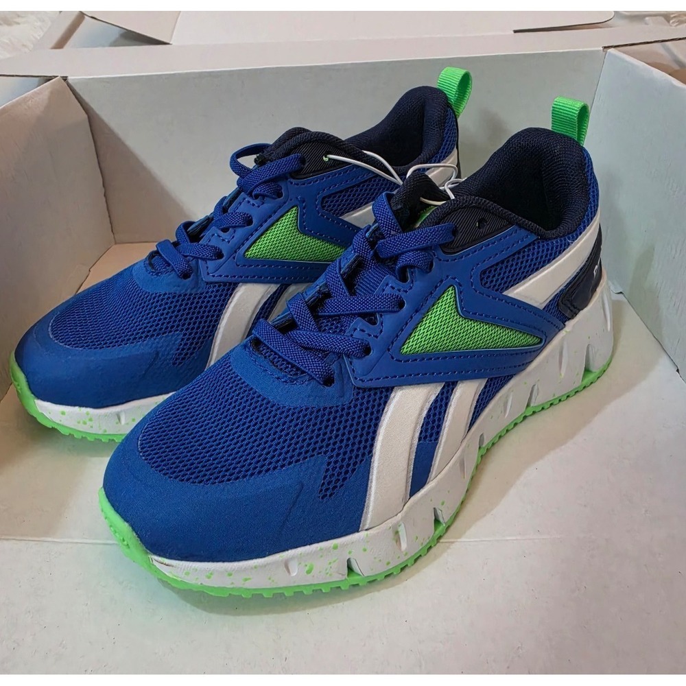 Reebok Zig Dynamica Kids Running Shoes Blue Green White GW0251 Size 2.5 NWT